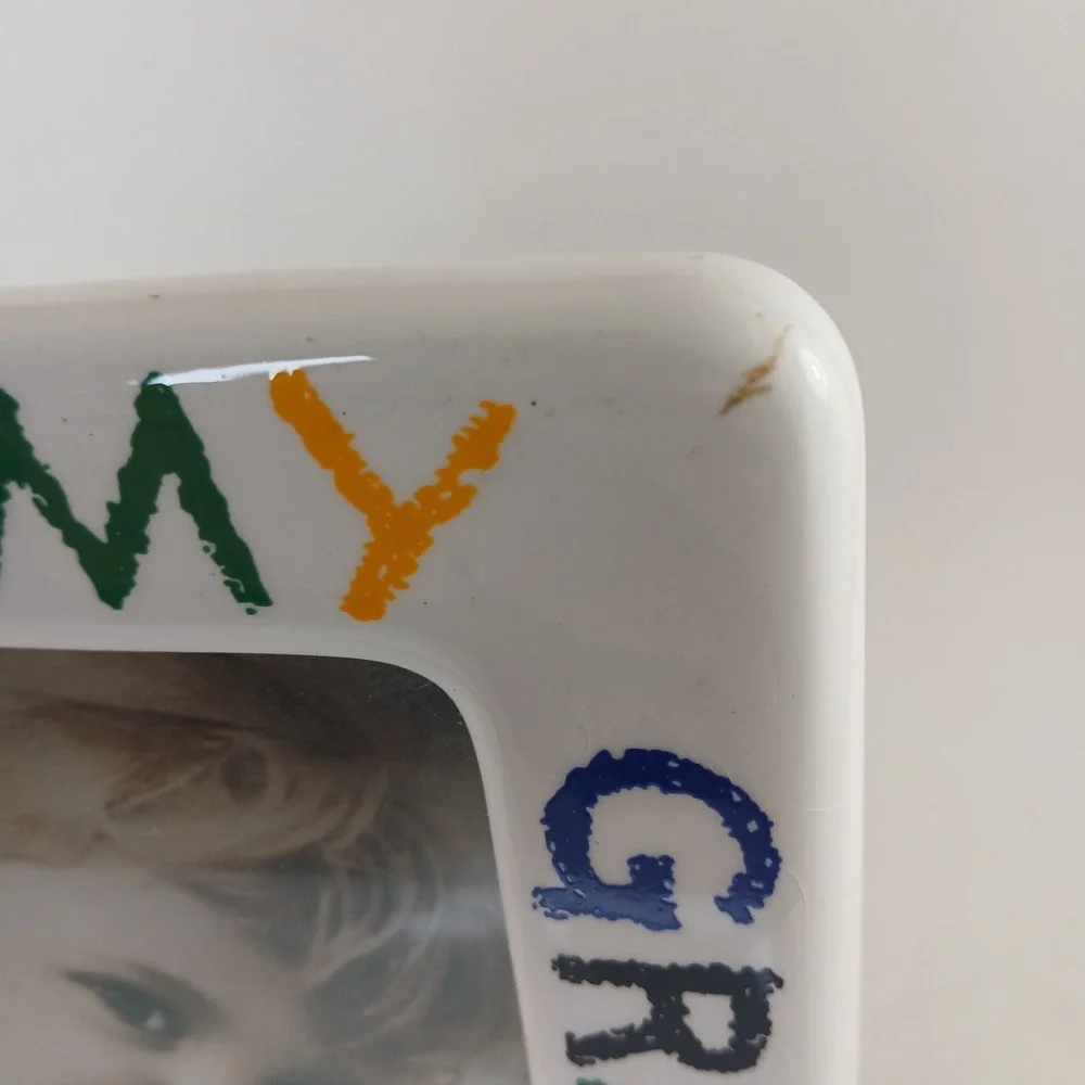 I Love My Grandpa Picture Frame 4x6 White Ceramic Colorful ROC Taiwan Heart